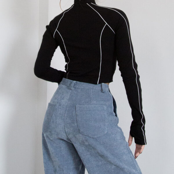 Embroidered Modified Tang Collar Long Sleeve Track Top - Image 2
