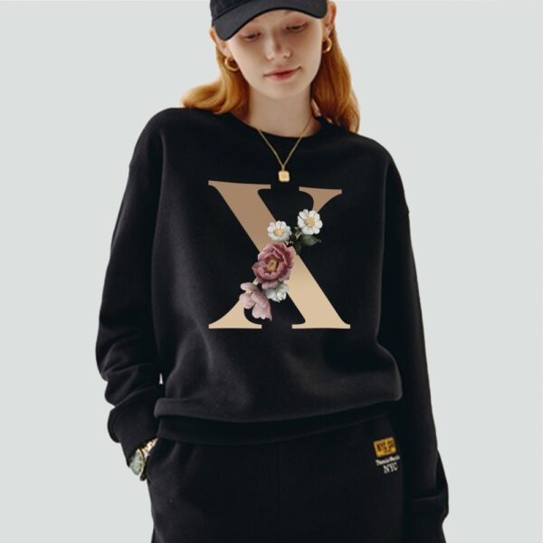 Black Pullover Initial Name Printed Series O-Neck Casual War - Image 8
