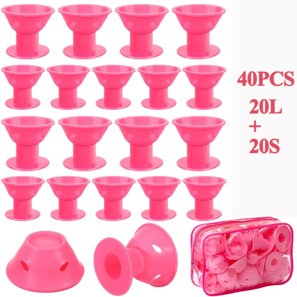 40pcs Magic Silicone Hair Rollers Heatless Curling Rod Headband DIY Hair Styles S L Random Color - Image 2