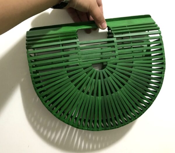 Handmade bamboo bag, clutch bag, portable bamboo basket, semi-circular bamboo bag - Image 6