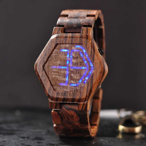 LED Display Wooden Watch|  Men Wooden Night Vision Wristwatches