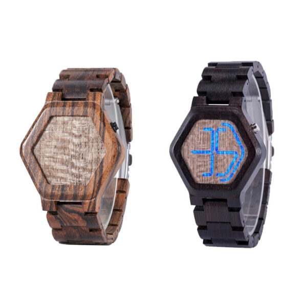 LED Display Wooden Watch|  Men Wooden Night Vision Wristwatches - Image 4