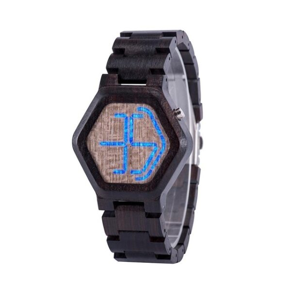 LED Display Wooden Watch|  Men Wooden Night Vision Wristwatches - Image 2