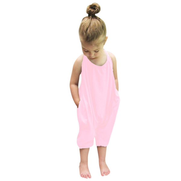 New Fashion Kids Baby Girls Strap Cotton Romper Toddler Sling Jumpsuit Harem Trousers Lace Up Sport Casual Loose Summer Clothes - Image 5