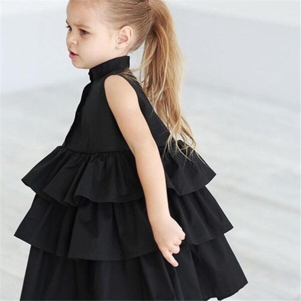 Fashion Simple Solid Color Sleeveless Small And Medium Girl Dress - Image 4