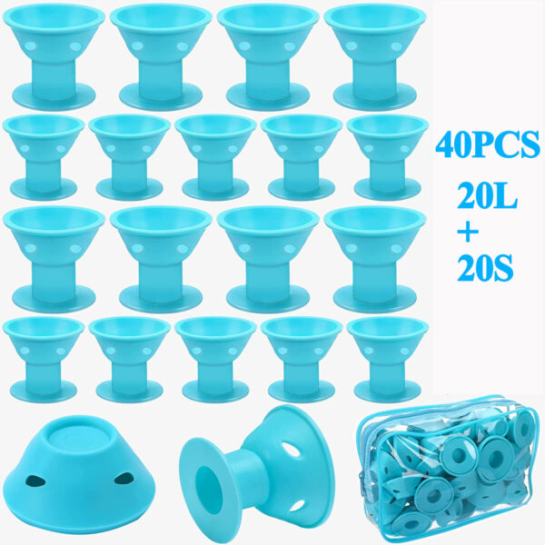40pcs Magic Silicone Hair Rollers Heatless Curling Rod Headband DIY Hair Styles S L Random Color - Image 5