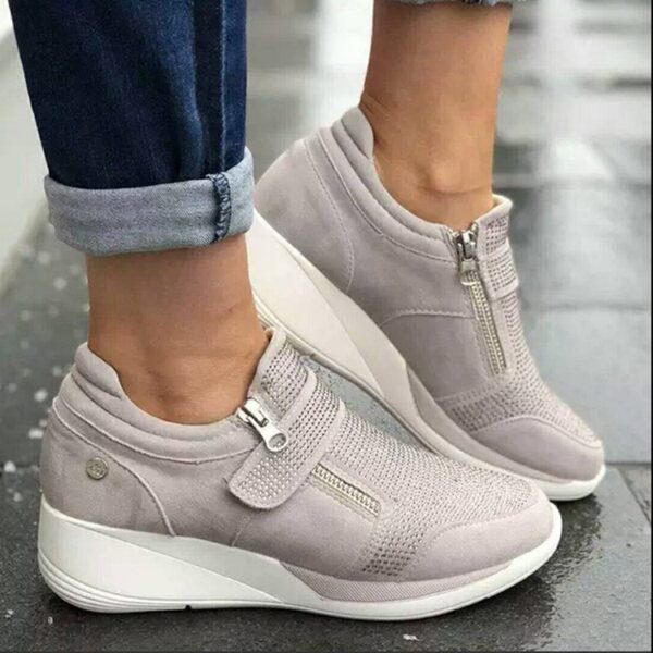 Canvas Shoes Lovely Round Head Thick Bottom Rhinestone Velcro Single Shoes Mary Jane Women's Style - Image 2
