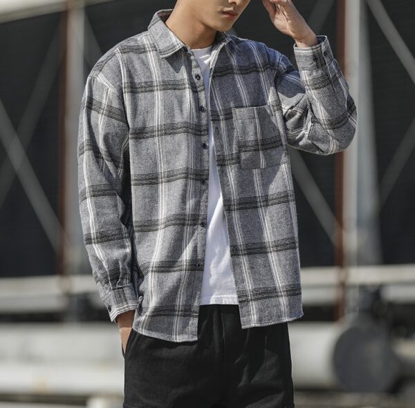 Men Plaid Shirt Fashion Loose Large Size - Image 5