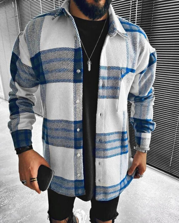 Men's Long-sleeved Casual Plaid Men's Shirt - Image 5