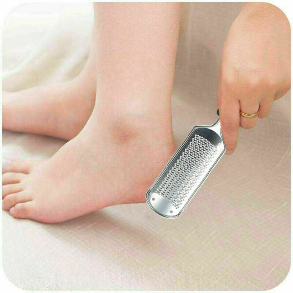 Pro 2 In1 Foot Callus Remover File Rasp Scraper Cracked Pedicure Rough Tool Colossal Foot Scrubber Foot File Foot Rasp Callus Remover Stainless Steel Foot Grater Foot Care Pedicure Tools - Image 2