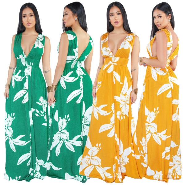 Women's Sleeveless Backless V-neck Dress - Image 7