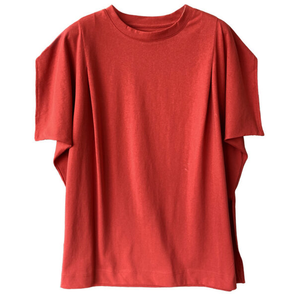 Round Neck Loose Solid Color Simple Dropped Shoulder Sleeve Short-sleeved T-shirt - Image 9