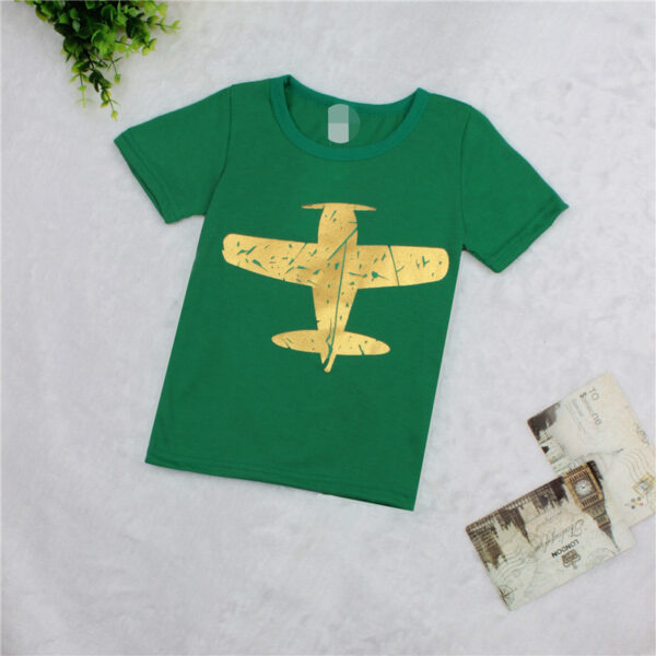 Fashion Casual Cotton Print Fashion Small Airplane Kids T-shirt - Image 5