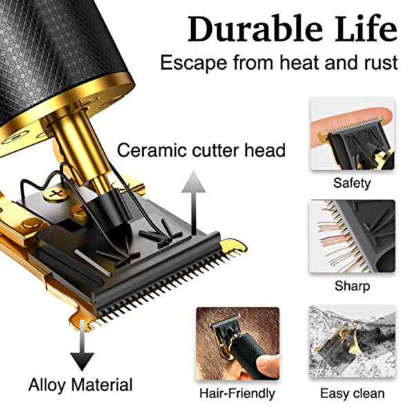 Men Hair Clippers, Professional Outliner Hair Trimmer Cordless, Mens Beard Trimmer, Wireless Hair Cutting Kit for Barbers, USB Rechargeable, Black and Gold Amazon Platform Banned - Image 4