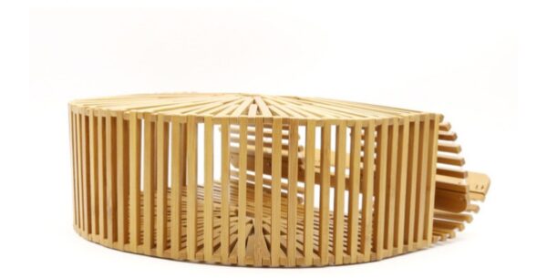 Handmade bamboo bag, clutch bag, portable bamboo basket, semi-circular bamboo bag - Image 3