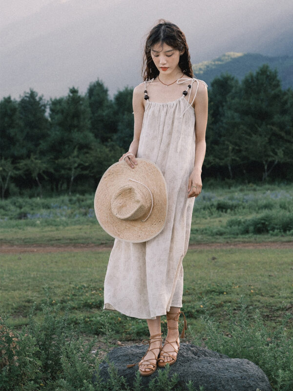 Summer Cotton Linen Dress Woman New - Image 4