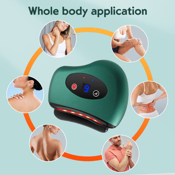 Eletric Bianstone Gua Sha Board Tools Hot Compress Heating Vibration Back Facial Massager Meridian Lymphatic Drainage Scraping Heating Vibration Scraping Neck Face Skin Lifting Removal Wrinkle Tool - Image 3