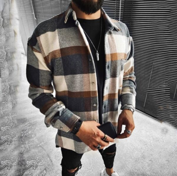 Men's Long-sleeved Casual Plaid Men's Shirt - Image 7