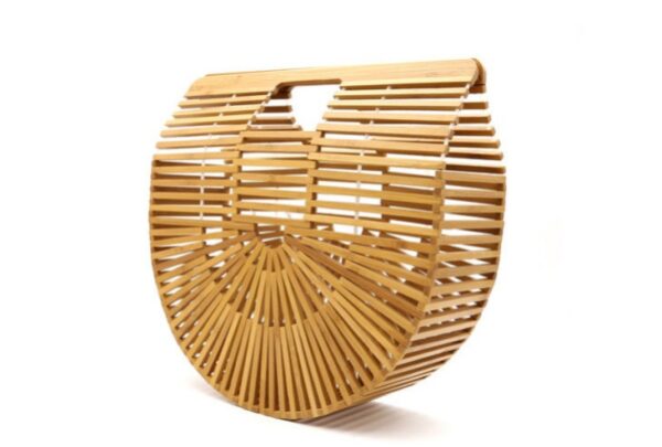 Handmade bamboo bag, clutch bag, portable bamboo basket, semi-circular bamboo bag - Image 9
