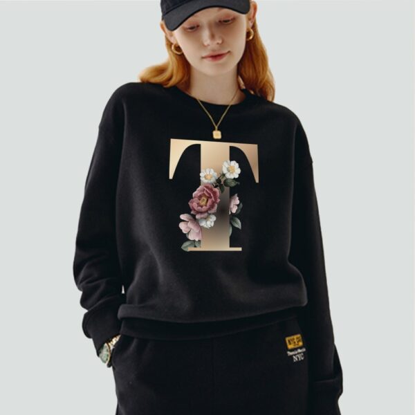 Black Pullover Initial Name Printed Series O-Neck Casual War - Image 3