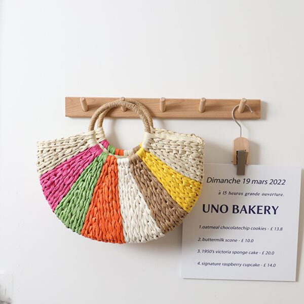 Beach Vacation Rainbow Straw Beach Bag - Image 4
