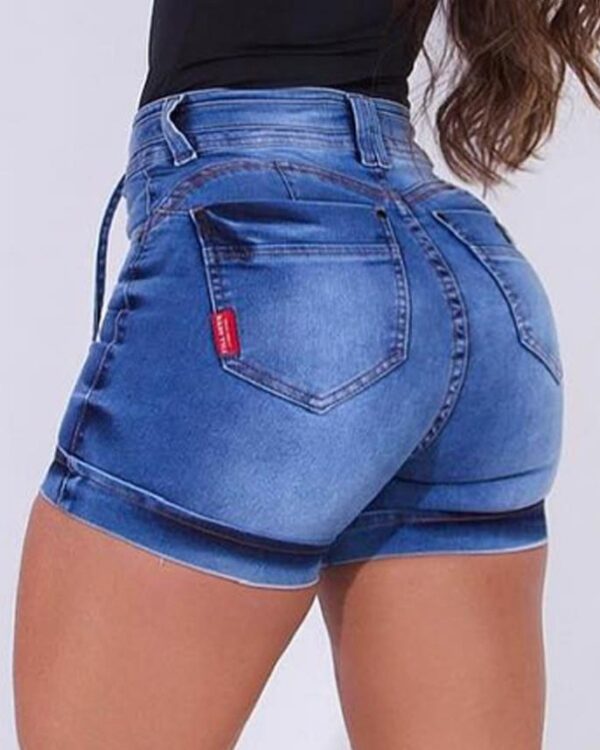 Women's Fashion Casual High Waist Skinny Denim Shorts - Image 4