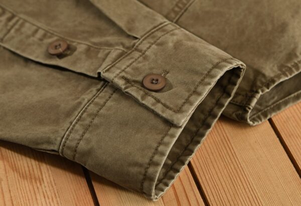 Men's Long-sleeved Thickened Retro Workwear Shirt - Image 6