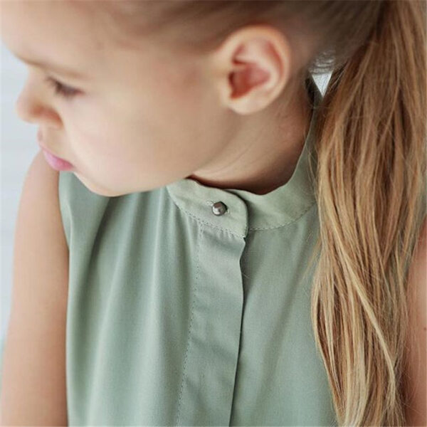 Fashion Simple Solid Color Sleeveless Small And Medium Girl Dress - Image 7