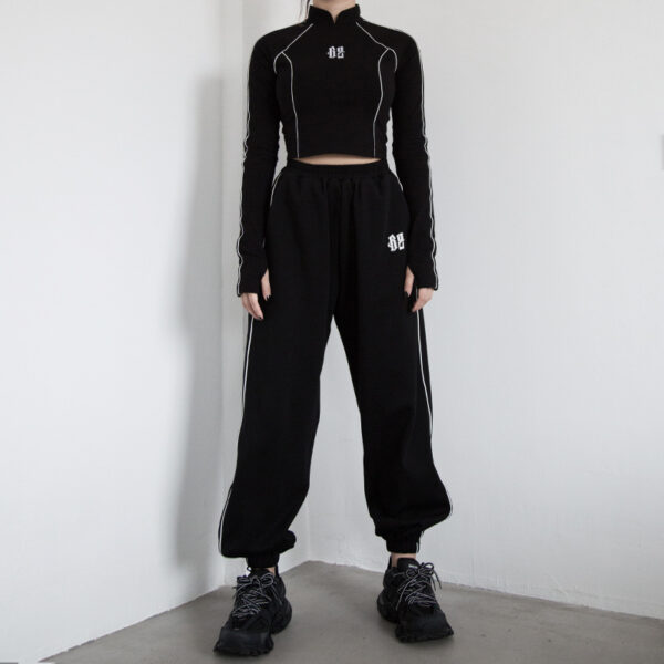 Embroidered Modified Tang Collar Long Sleeve Track Top - Image 5
