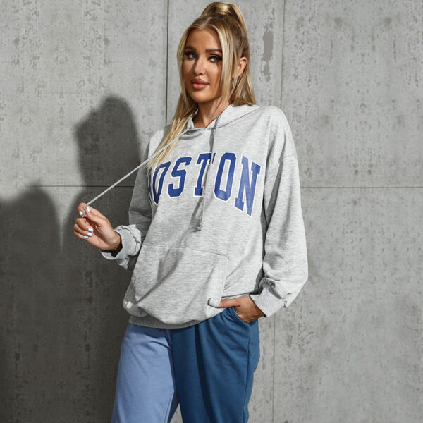 Casual Hooded Trendy Letter Sweater Women - Image 3