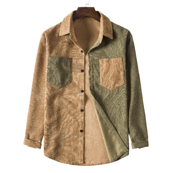 Corduroy Shirt Collar Solid Color Thickened - Image 3