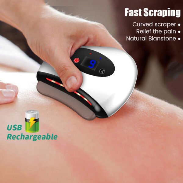 Eletric Bianstone Gua Sha Board Tools Hot Compress Heating Vibration Back Facial Massager Meridian Lymphatic Drainage Scraping Heating Vibration Scraping Neck Face Skin Lifting Removal Wrinkle Tool - Image 6