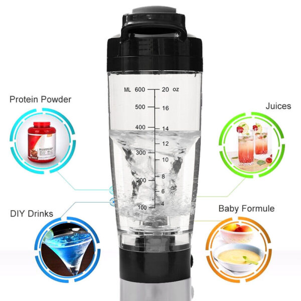 600ML Electric Protein  Mixer Shaker Bottle Vortex Cup Portable Blender Drink UK - Image 2