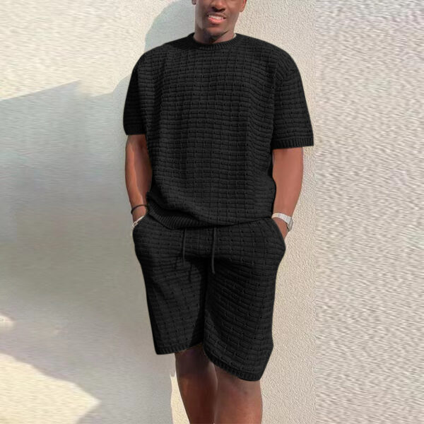 Men's Summer Suit Fashion Loose Men 2 Pieces Outfit Summer Hippie Shirt And Short Set - Image 2