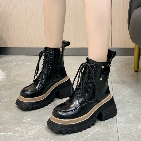 Women's Fashion Casual Soft Leather Platform Boots - Image 2