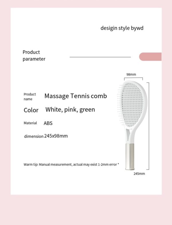 Hair Comb Tennis Racket Fluffy Combs High Skull Top Hair Artifact Airbag Cushion Massage Comb Barber Tools Hair Detangler Hairbrush For Thick Hair Self Cleaning Curly Hair Brush For Curly Hair - Image 5