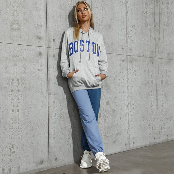 Casual Hooded Trendy Letter Sweater Women - Image 4