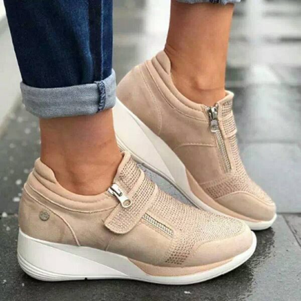Canvas Shoes Lovely Round Head Thick Bottom Rhinestone Velcro Single Shoes Mary Jane Women's Style - Image 4
