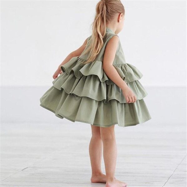 Fashion Simple Solid Color Sleeveless Small And Medium Girl Dress - Image 6