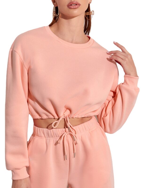 Women's Fashionable Casual Round Neck Waist Sweater - Image 2