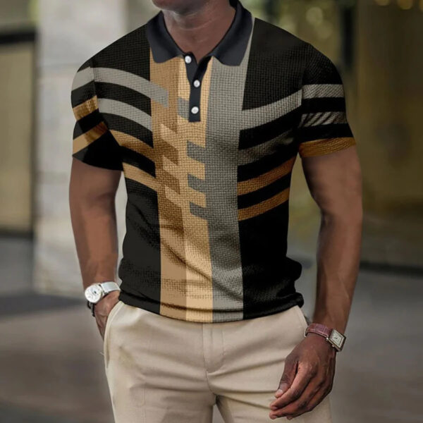 Casual Short-sleeved Digital Printing Zipper Pullover Men's - Image 5