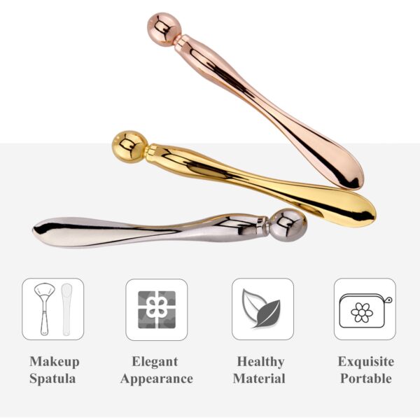 Eye Cream Stick Roller For Face Metal Spatula Puff Applicator Eye Cream Massager Facial Cream Massage Sticks Eye Massage Stick Metal Makeup Spatula Eye Wand 10cm - Image 2