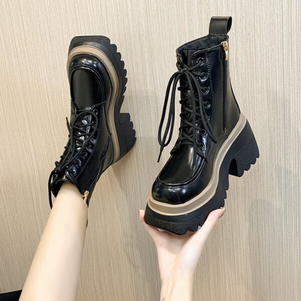 Women's Fashion Casual Soft Leather Platform Boots - Image 5