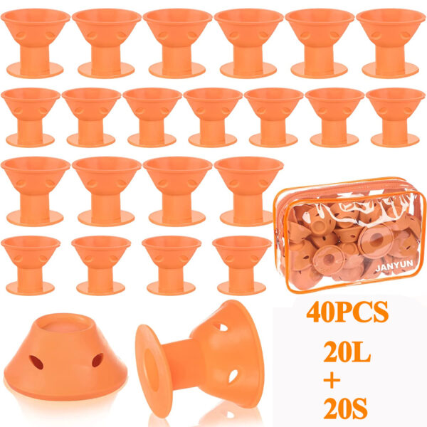 40pcs Magic Silicone Hair Rollers Heatless Curling Rod Headband DIY Hair Styles S L Random Color - Image 7