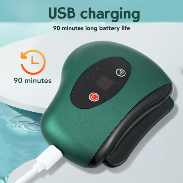 Eletric Bianstone Gua Sha Board Tools Hot Compress Heating Vibration Back Facial Massager Meridian Lymphatic Drainage Scraping Heating Vibration Scraping Neck Face Skin Lifting Removal Wrinkle Tool - Image 8