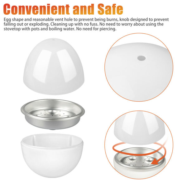 Microwave Egg Steamer Boiler Cooker Easy Quick 5 Minutes Hard Or Soft Boiled Kitchen Cooking Tools - Image 9