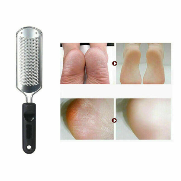 Pro 2 In1 Foot Callus Remover File Rasp Scraper Cracked Pedicure Rough Tool Colossal Foot Scrubber Foot File Foot Rasp Callus Remover Stainless Steel Foot Grater Foot Care Pedicure Tools - Image 3