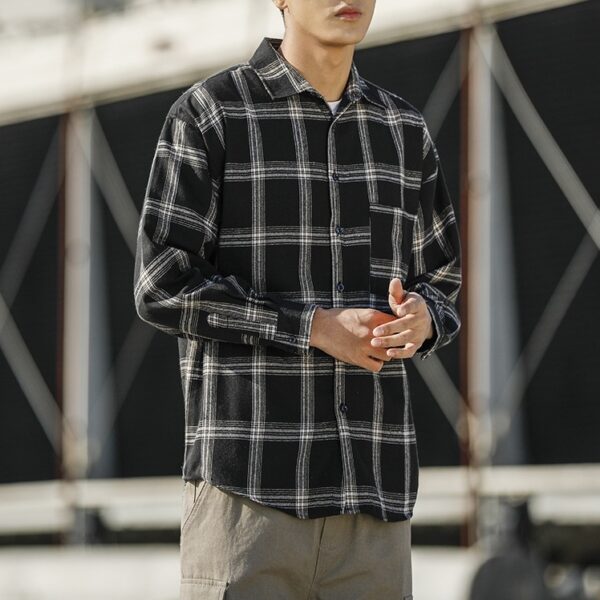 Men Plaid Shirt Fashion Loose Large Size - Image 4