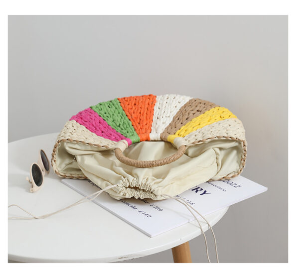 Beach Vacation Rainbow Straw Beach Bag - Image 3