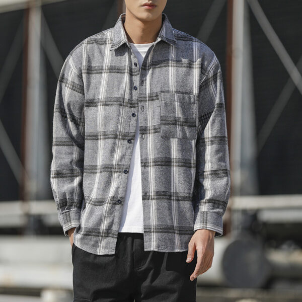 Men Plaid Shirt Fashion Loose Large Size - Image 2